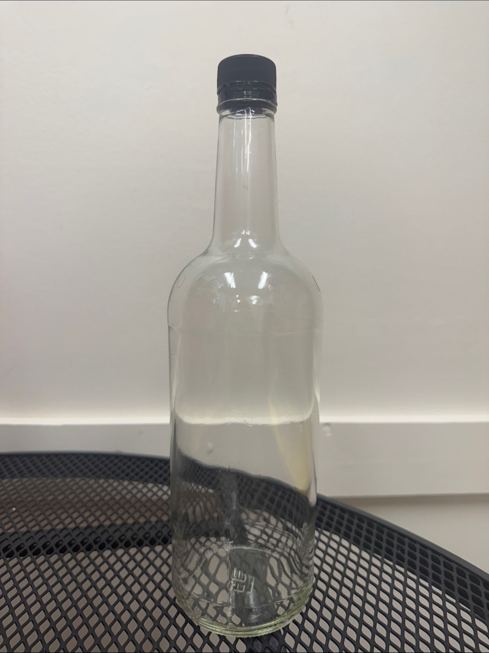 Clear Glass Bottle with Black Cap - 1 Liter